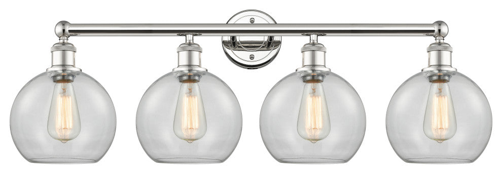 Athens 4-Light 35" Bath Vanity Light, Polished Nickel, Clear