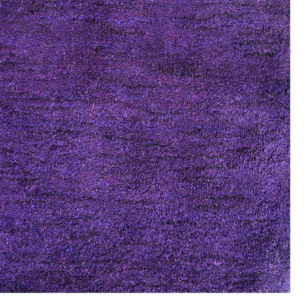 Hand Knotted Loom Silk Mix Area Rug Solid Purple