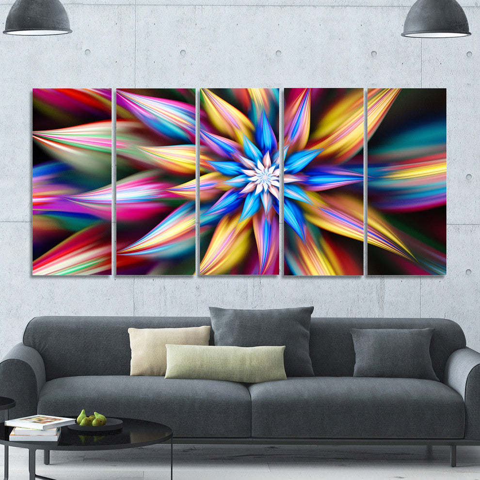 Exotic Multi Color Flower Petals, Floral Canvas Art Print, 60"x28", 5 Panels