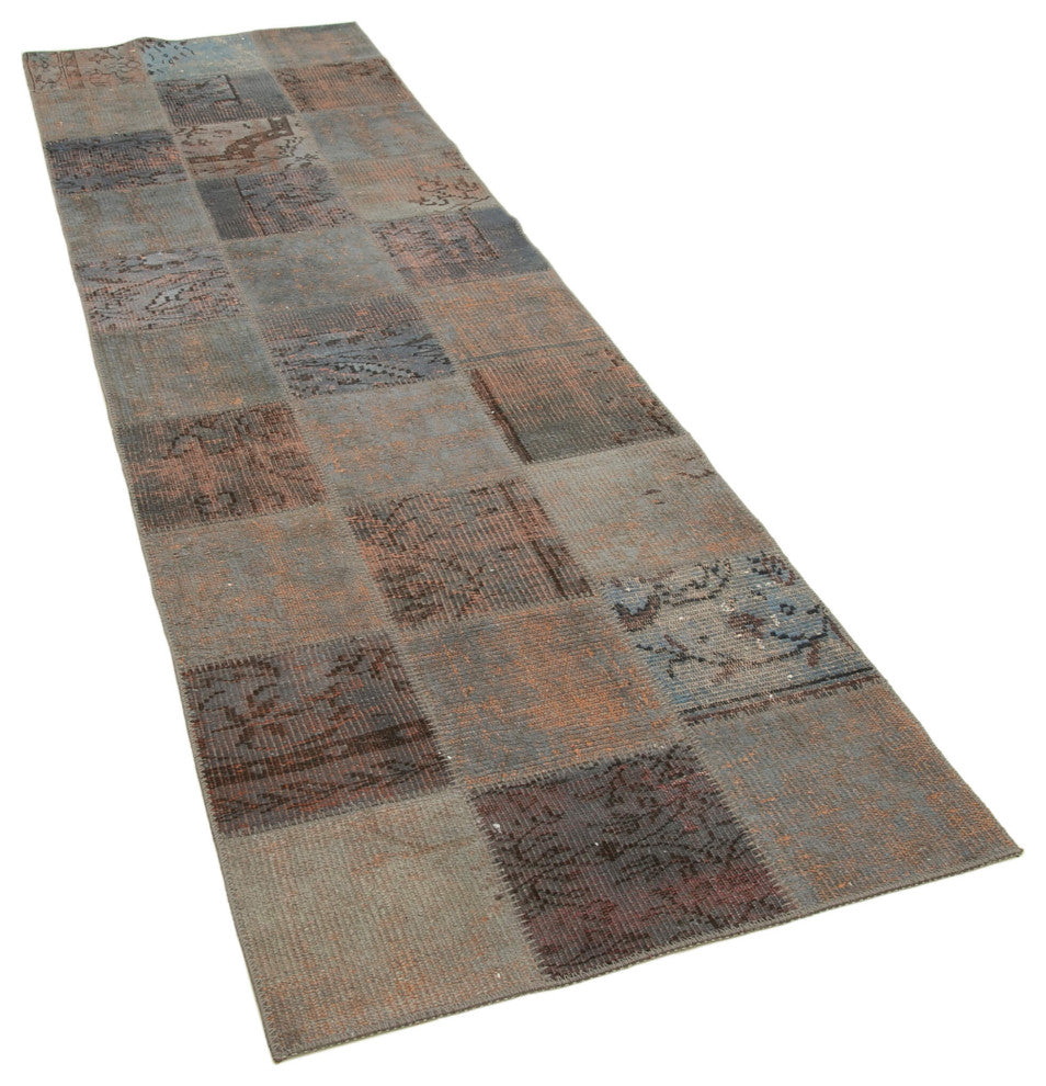 Rug N Carpet - Handwoven Anatolian 2' 11" x 9' 8" Small Patchwork Runner Rug