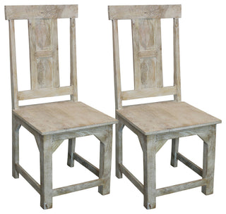 Benedict Solid Wood Dining Chair Set, White Wash