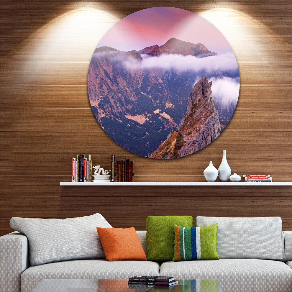 Ocean Pier On Sunset, Seascape Disc Metal Artwork, 11"