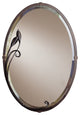 Beveled Oval Mirror with Leaf, Bronze Finish