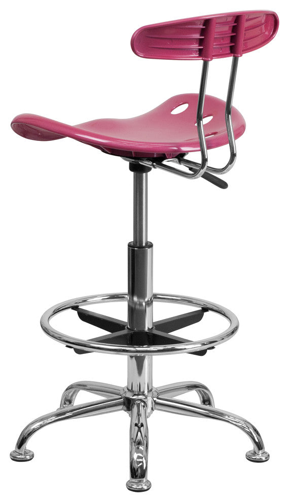 Vibrant Drafting Stool With Tractor Seat, Pink