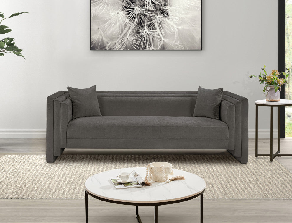 Everett Upholstered Sofa, Grey, Chenille Fabric