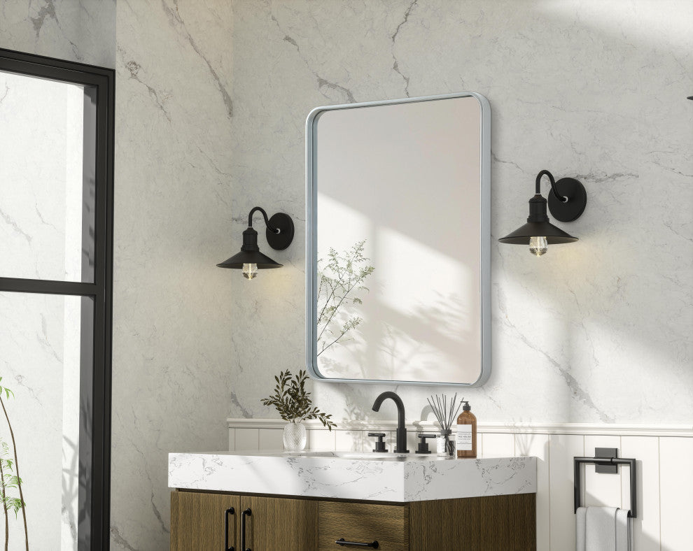Home Living Contour Metal Rectangle Mirror 27x36, Silver