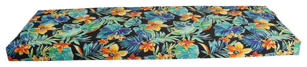 63"X19" Patterned Outdoor Spun Polyester Bench Cushion, Beachcrest Caviar