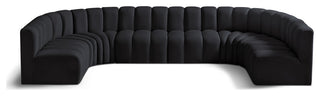 Arc Velvet Upholstered 8-Pc. U-Shaped Modular Sectional, Black