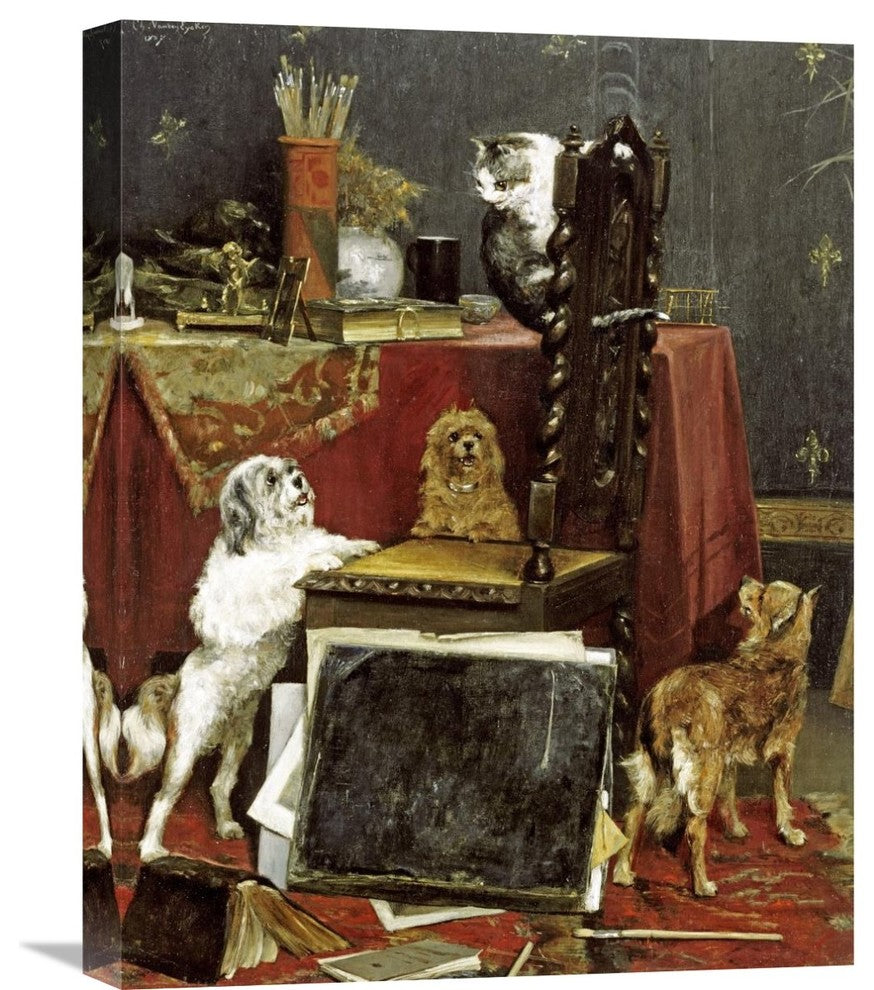 "Chaos In The Studio" Stretched Canvas Giclee by Charles Van Den Eycken, 17"x22"