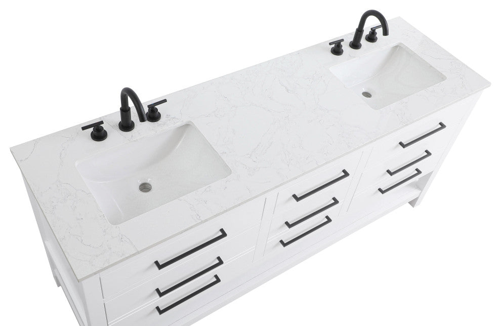 Home Living 72" Double Bathroom Vanity, White