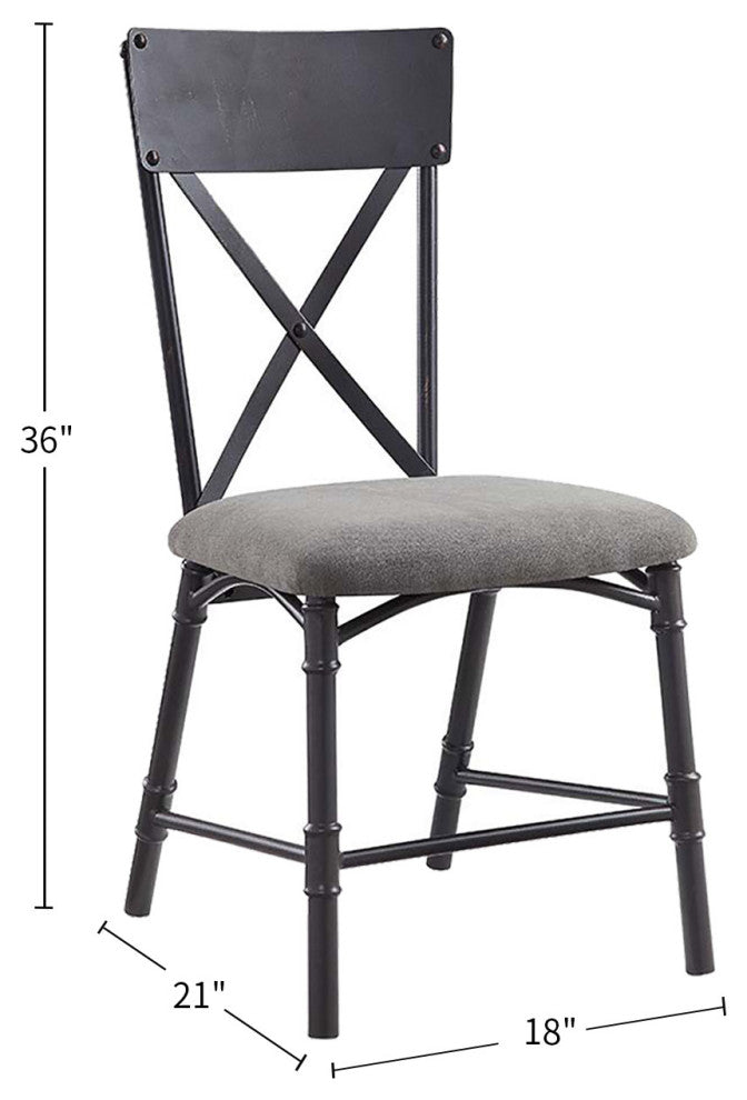 Set of 2 Side Chair, Gray and Sandy Black