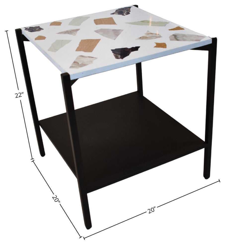Terrazzo Side Table, White/Black
