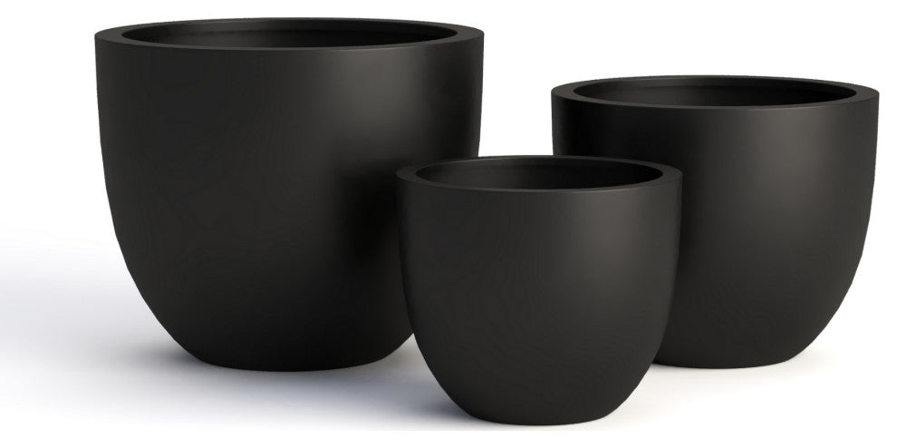 DTY Signature Mount Belford 1-piece Fiberstone Planter, Black, Small