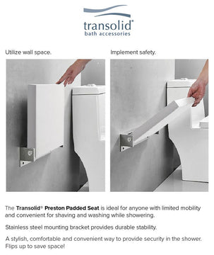 Transolid PPS1420UP-01BS Preston 14x20  FlipUp Seat, White/Brushed Stainless