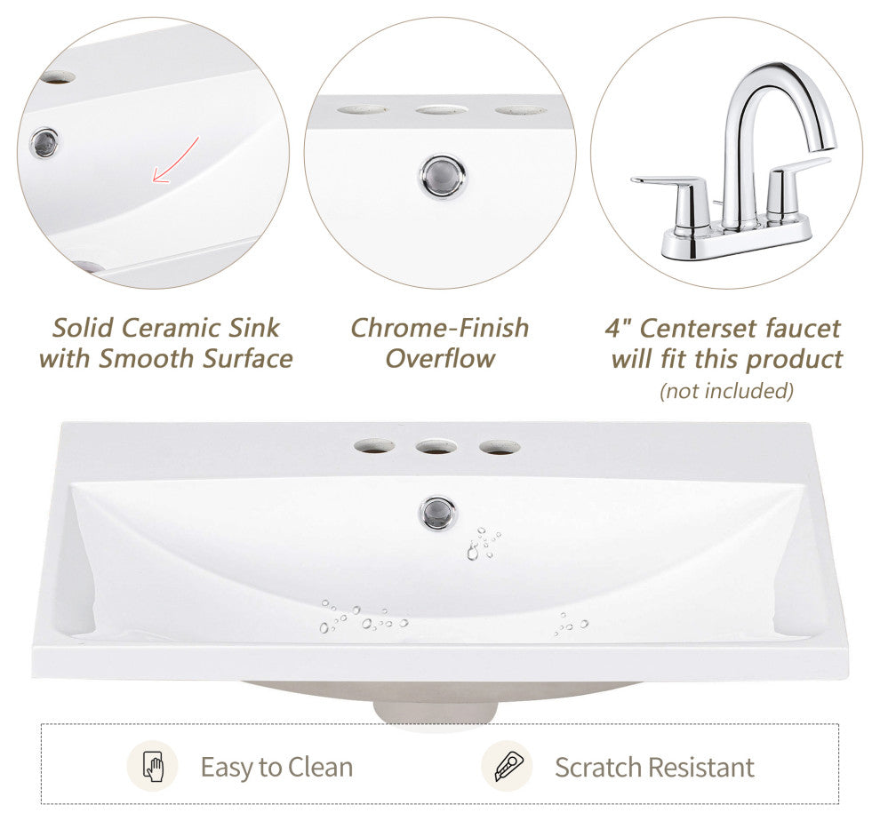 MDF Freestanding Bathroom Vanity Set with Drawer,Doors and Integrated Sink