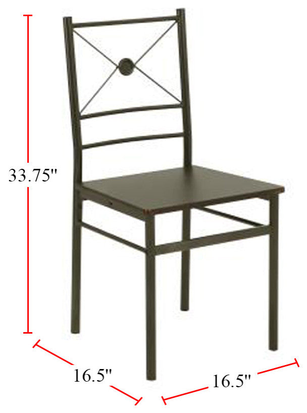 5 Piece Rectangular Dining Set, Dark Bronze and Walnut