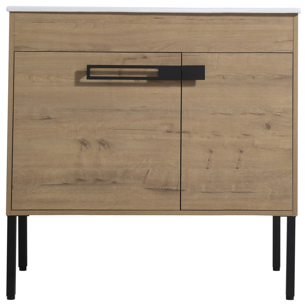 BNK 36 Inch Freestanding Bathroom Vanity With Sink, With Soft Close Doors, Imitative Oak