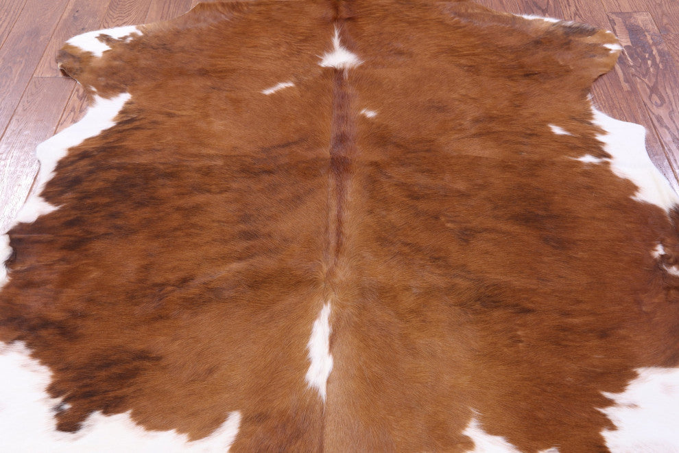 6' 8" X 5' 2" Organic Natural Hair-On Cowhide Area Rug C1971