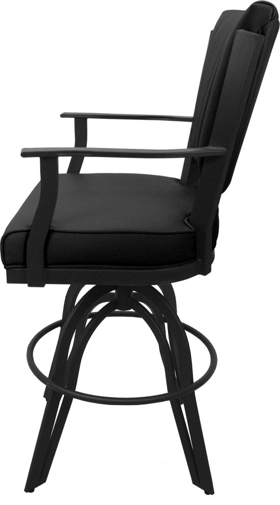 Leather Swivel Tilt Metal Bar Stool - Montana on A-Base, Black Leather on Gray, 26"