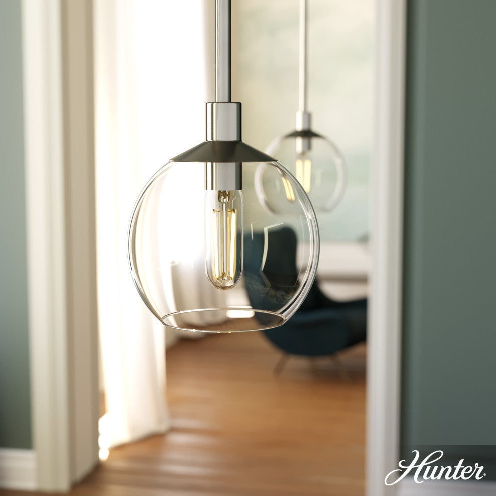 Xidane Brushed Nickel, Clear Glass 1-Light Mini Pendant
