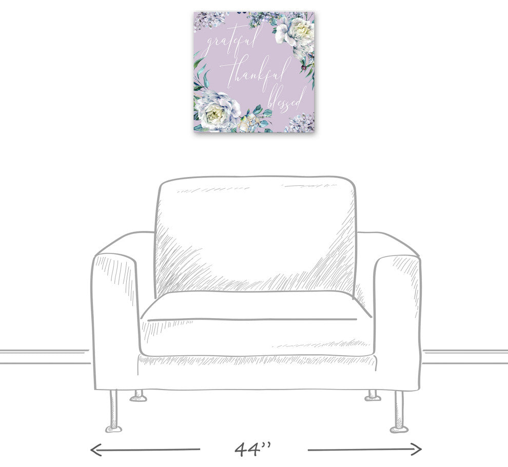 Grateful Peonies Lilac 16x16 Canvas Wall Art