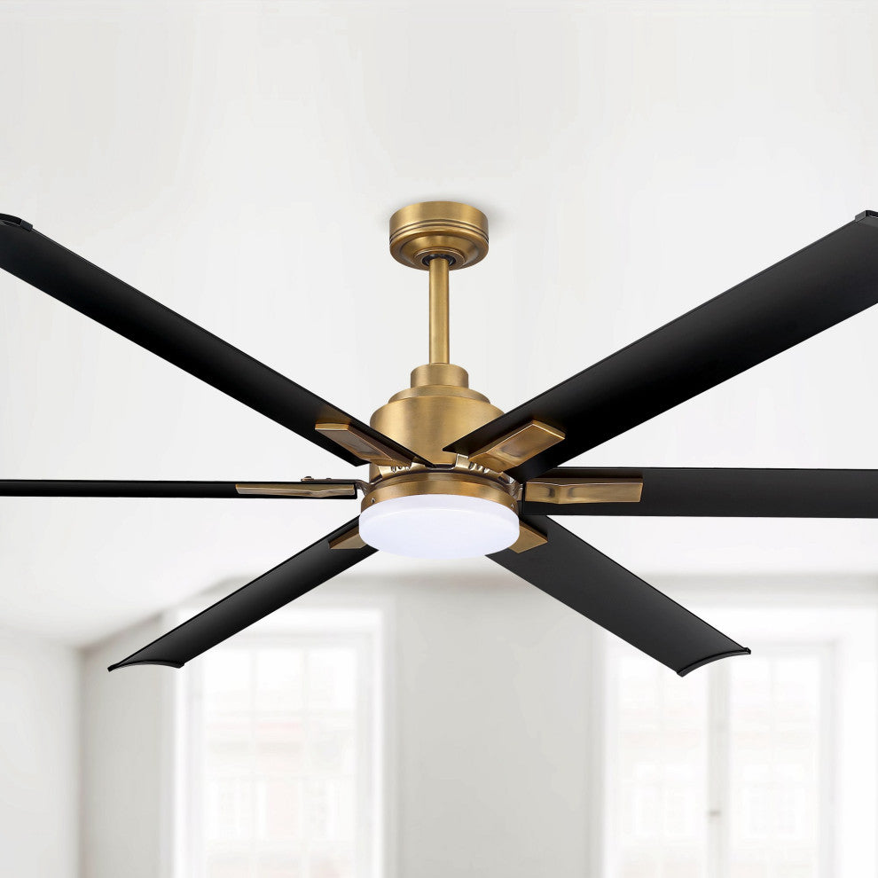 72 in. Large Integrated LED Indoor Brass Ceiling Fan with Light and Remote