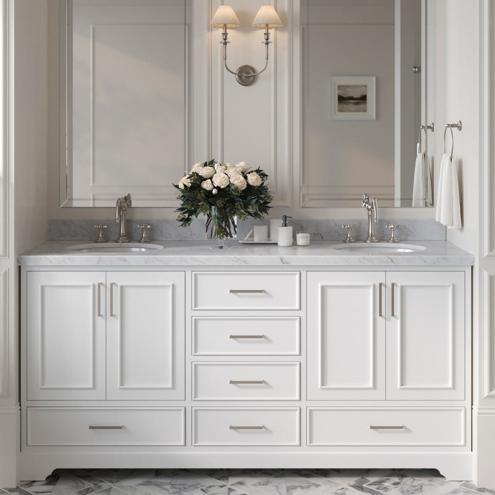 Ariel Stafford 72" Double Sink Bathroom Vanity Base, White