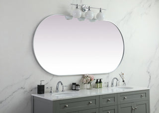 Home Living Metal Frame Oval Mirror 36x72 Inch, Silver