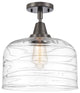 Caden X-Large Bell Flush Mount, Oil Rubbed Bronze, Clear Deco Swirl