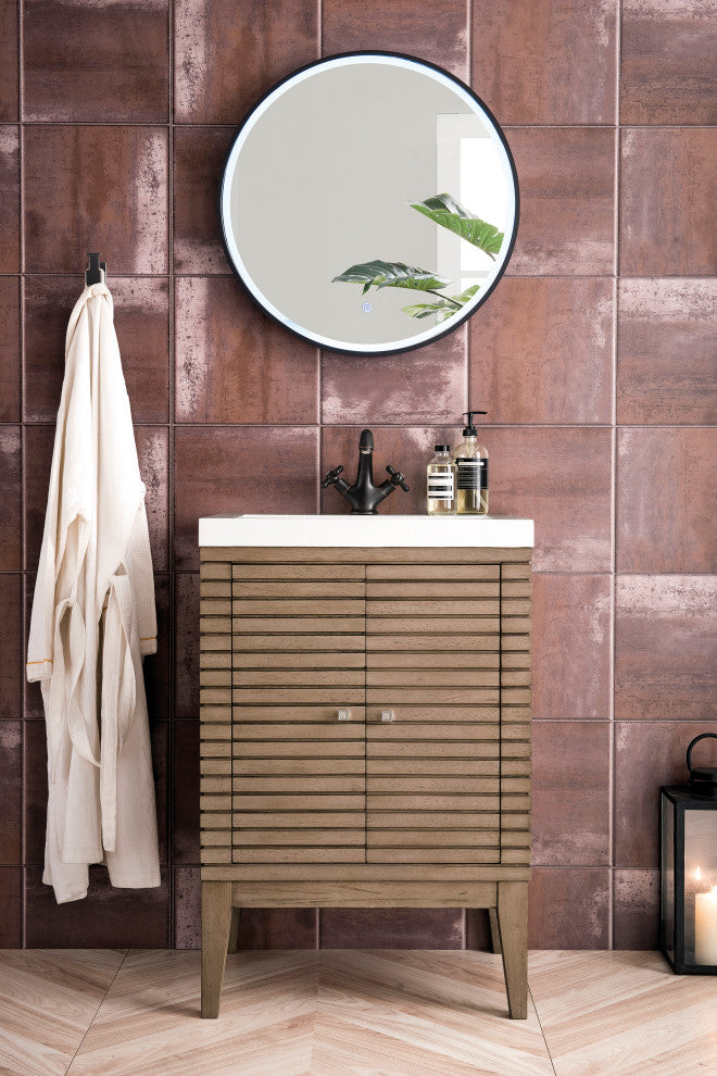 Linden 24" WW Walnut Vanity, White