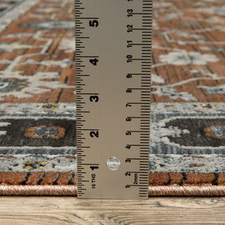 Keller Traditional Bordered Oriental Rust/ Gray Area Rug, 9'10" x 12'10"