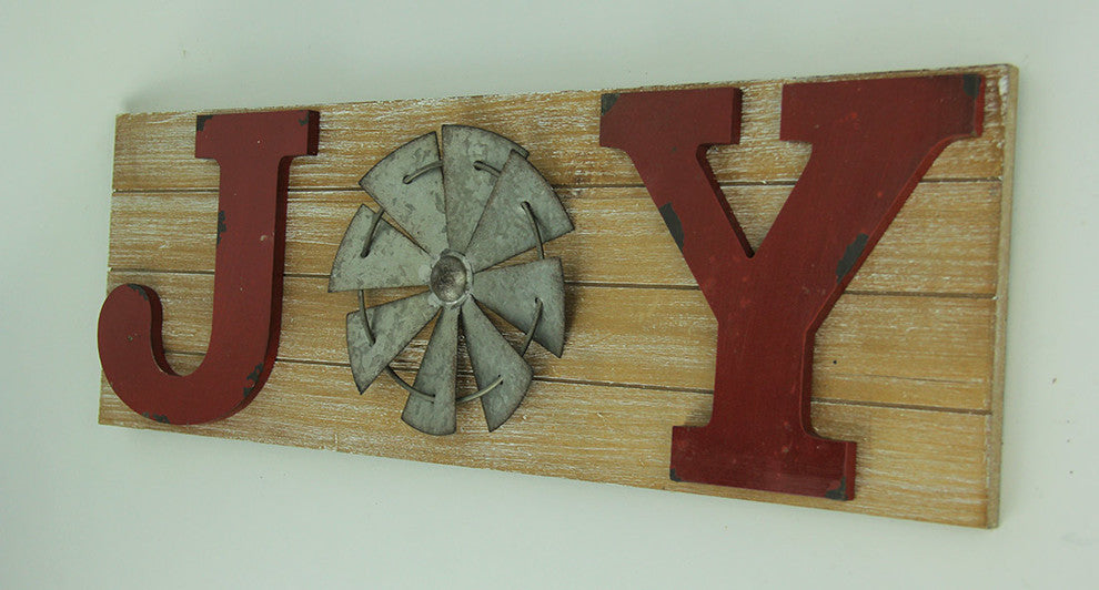 Distressed Look Holiday Word Sign Windmill Wall Hanging