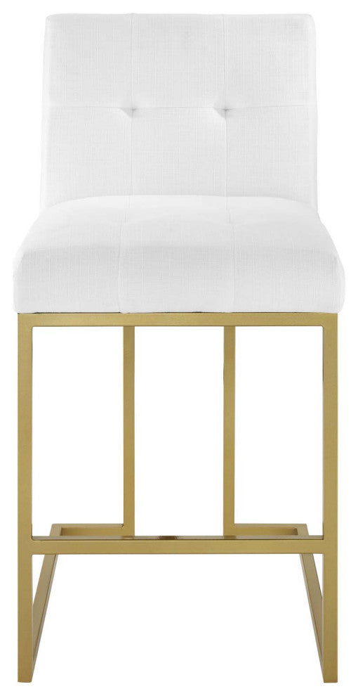 Privy Counter Stool Upholstered Fabric Set of 2, Gold White