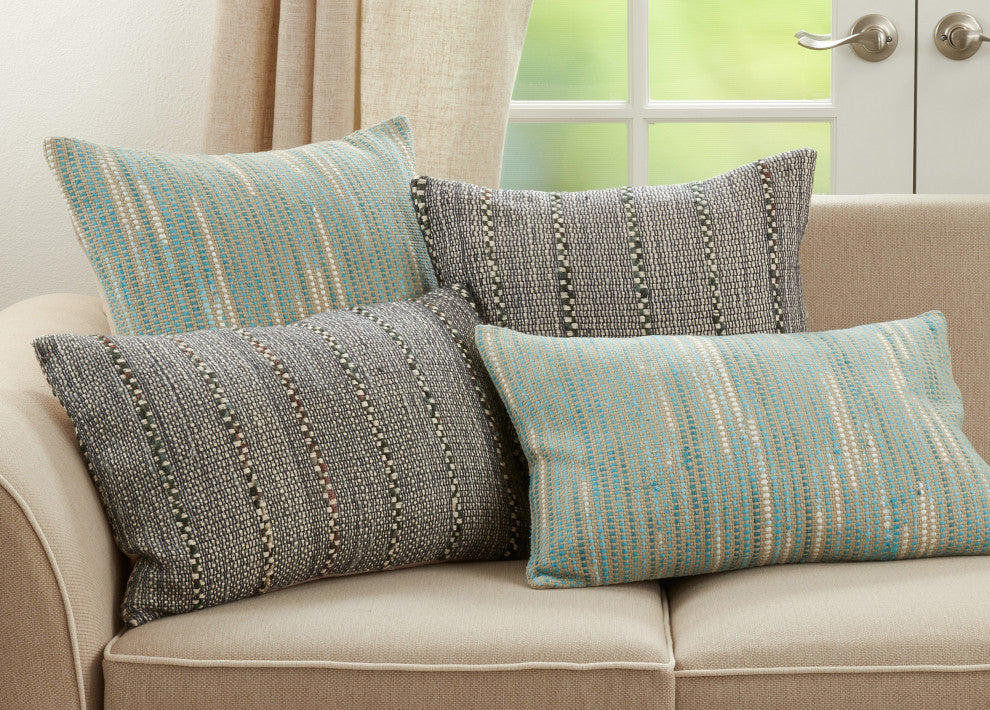 Throw Pillow With Striped Woven Design, 20"x20", Cover Only
