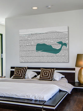 "Print Whale" Painting Print on White Wood