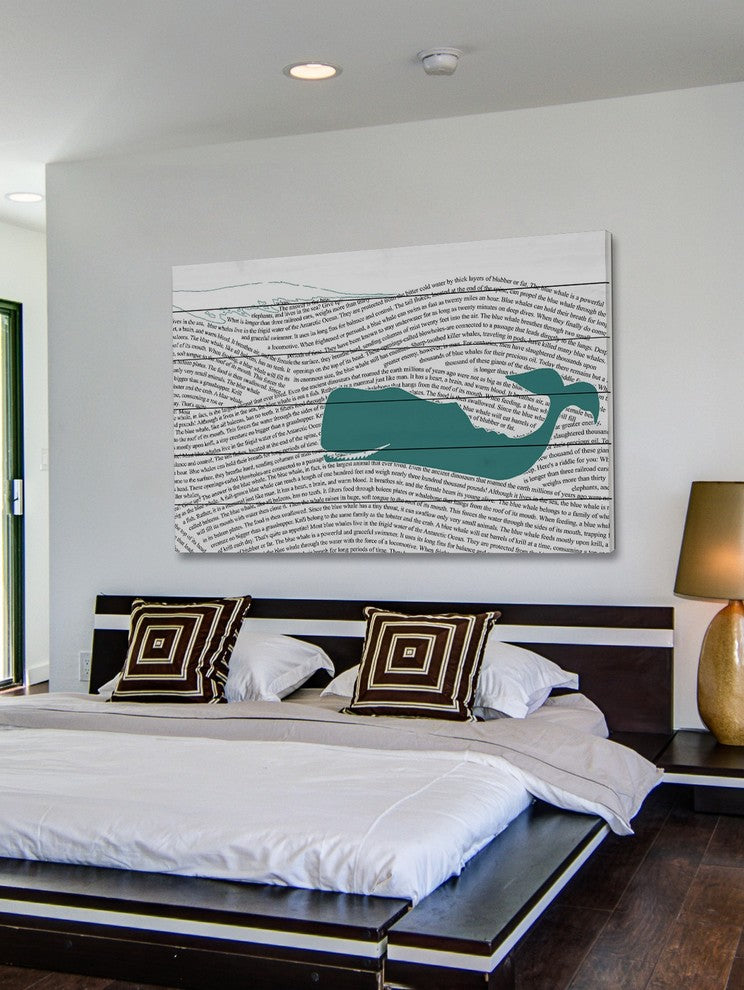 "Print Whale" Painting Print on White Wood