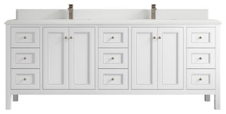 Nashville 84" Double Sink Bath Vanity, White 1.5" White Quartz