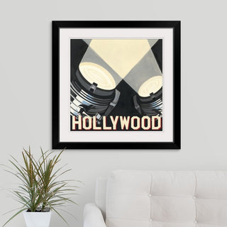 "Hollywood" Black Framed Art Print, 28"x28"x1"