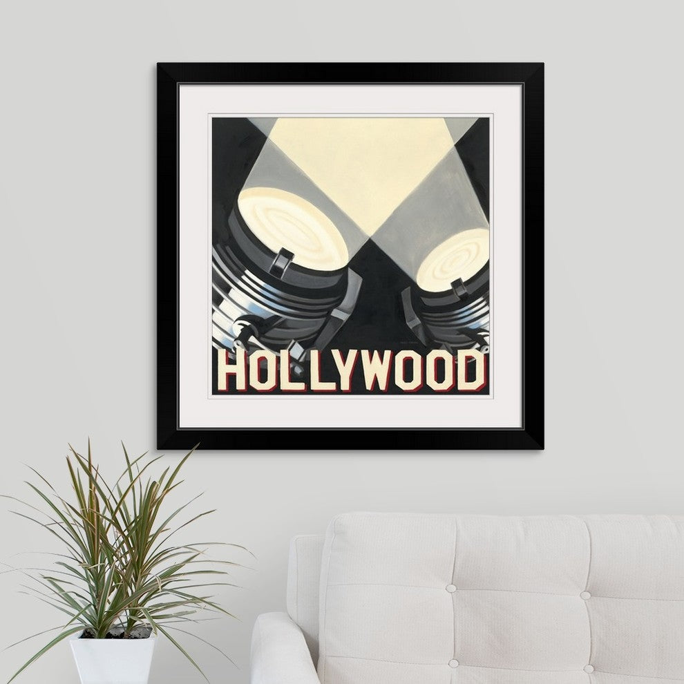 "Hollywood" Black Framed Art Print, 28"x28"x1"