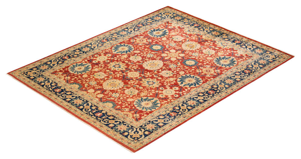 Eclectic, One-of-a-Kind Hand-Knotted Area Rug Orange, 7' 10" x 10' 1"