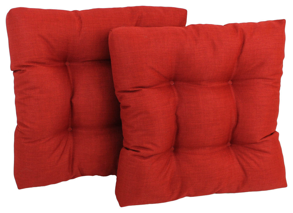 19" Squared Tufted Dining Chair Cushion, Set of 2, Papprika