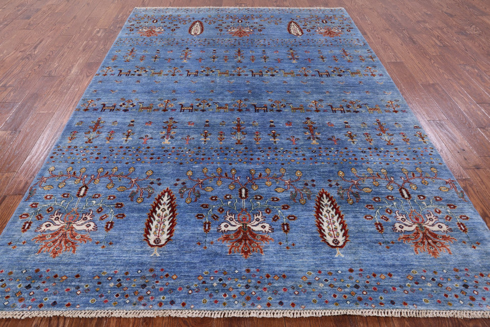 Tribal Persian Gabbeh Handmade Wool Rug 6' 11" X 9' 9" Q7610