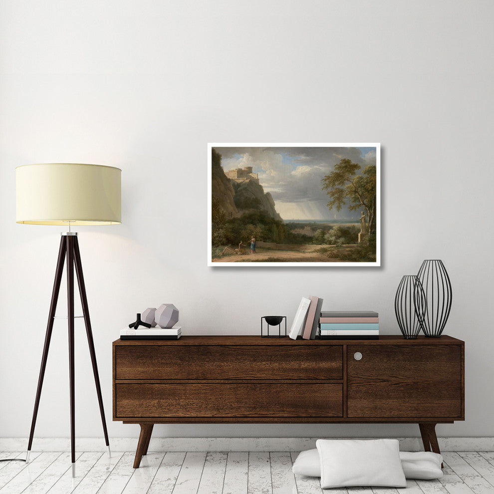 "Classical Landscape with Figures and Sculpture" Paper Art, 42"x30"