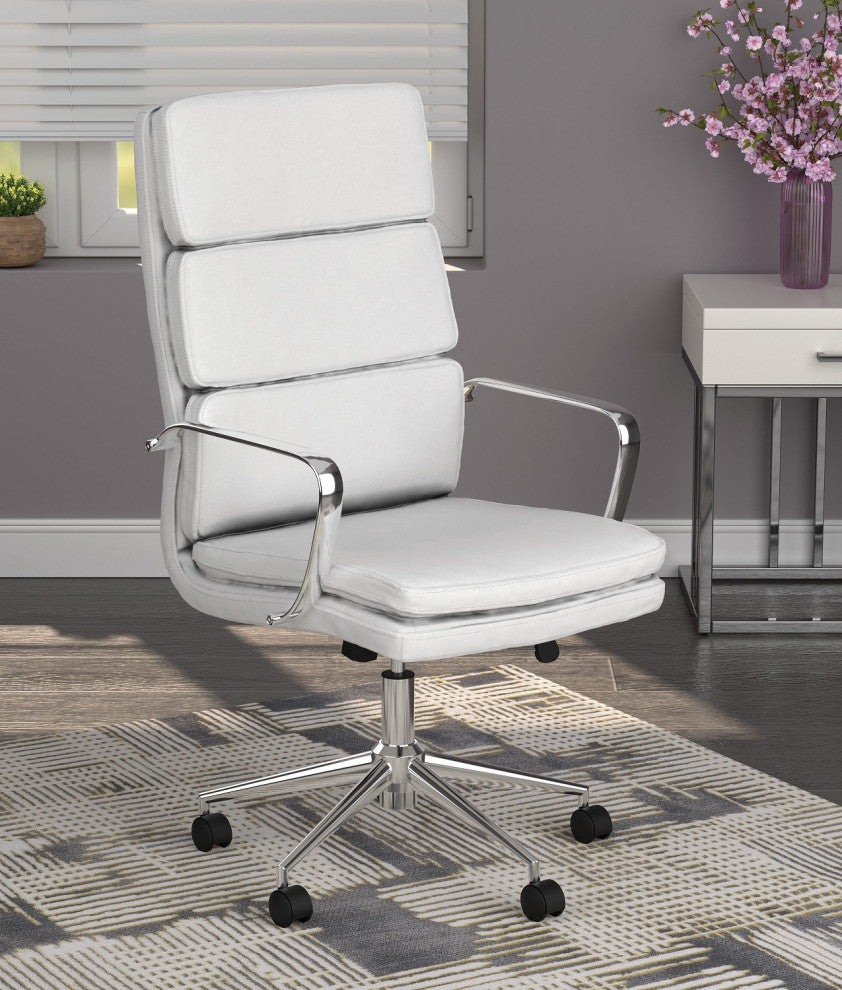 High Back Upholstered Office Chair, White
