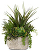 Artificial Succulent Variety in a Cement Pot