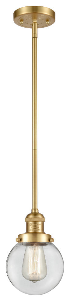 Beacon Mini Pendant, Satin Gold, Clear