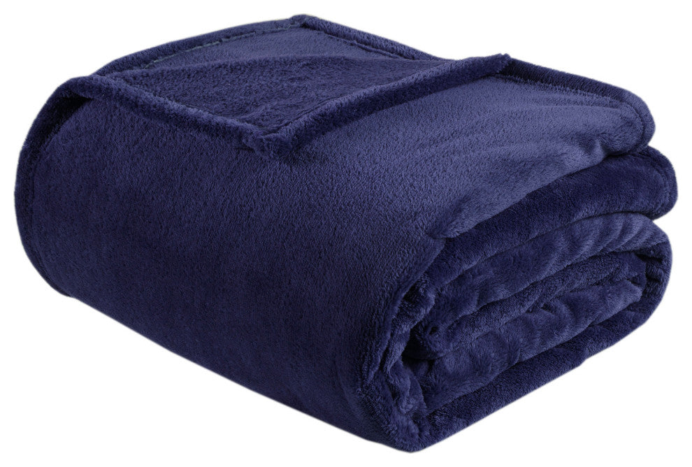 Intelligent Design Solid Microlight Plush Brushed Blanket, King