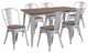 30.25" x 60" Silver Metal Table Set with Wood Top and 6 Stack Chairs