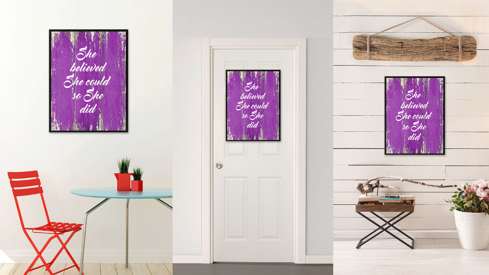She Believed She Could So She Did Inspirational, Canvas, Picture Frame, 22"X29"