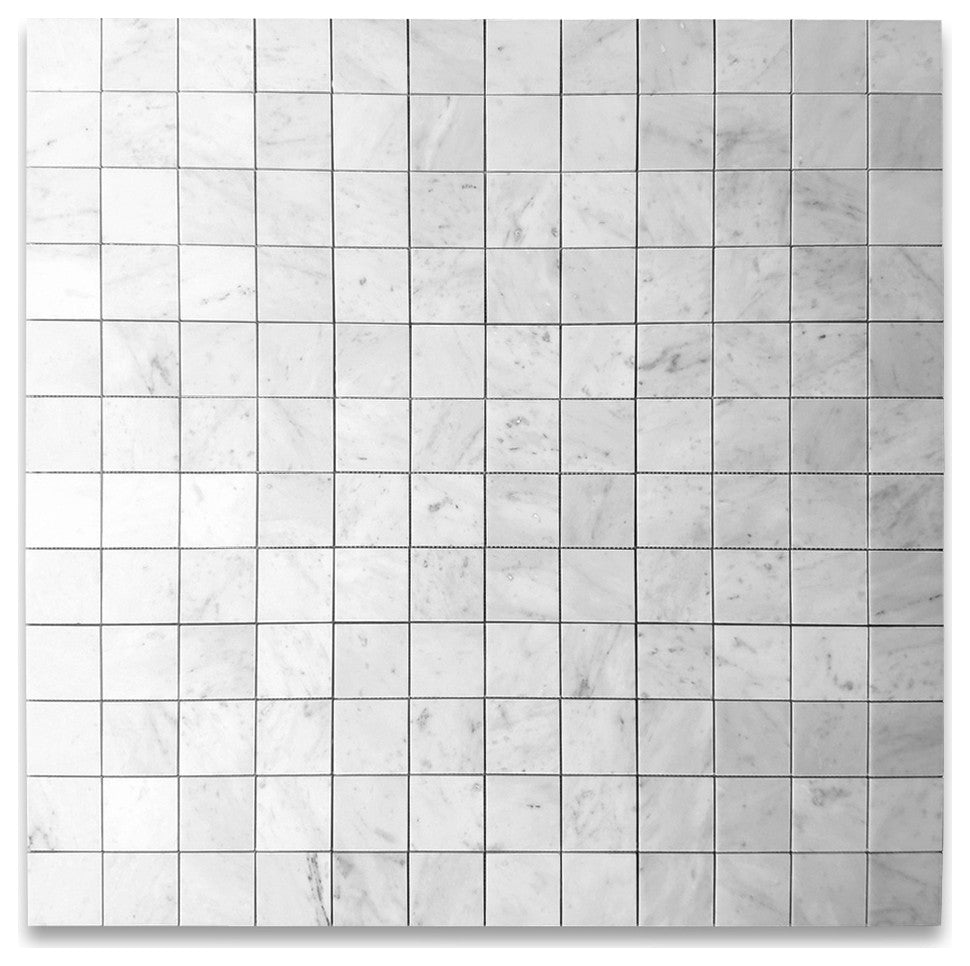 Carrara White Marble 3x3 Square Mosaic Tile Honed Wall Floor Venato, 1 sheet
